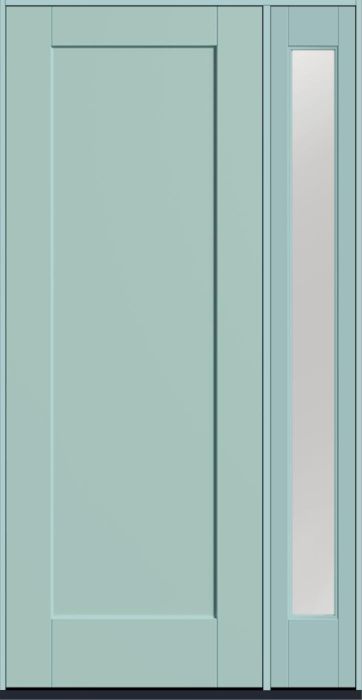 96" 1 Panel Shaker Smooth Fiberglass Single Door, Sidelite | Low-E Sidelite Glass 