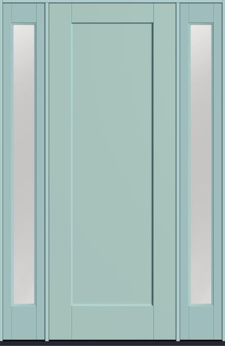 96" 1 Panel Shaker Smooth Fiberglass Single Door, Sidelites | Low-E Sidelite Glass 