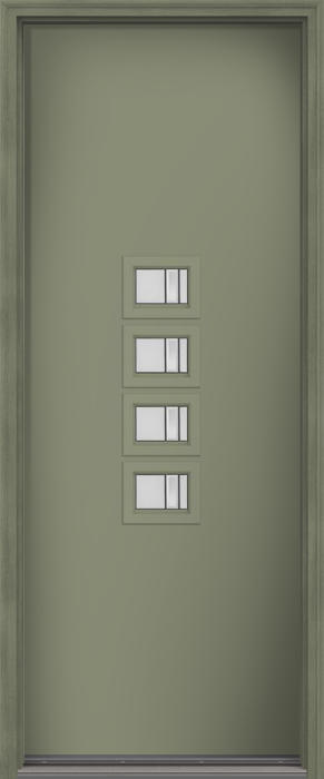 96" Axis Modern Pulse Echo 4-Lite Middle Center Cluster Smooth Fiberglass Single Door