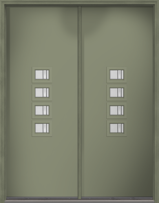 96" Axis Modern Pulse Echo 4-Lite Middle Center Cluster Smooth Fiberglass Double Door