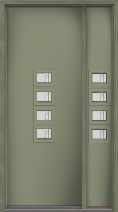 96" Axis Modern Pulse Echo 4-Lite Middle Center Cluster Smooth Fiberglass Single Door, Sidelite