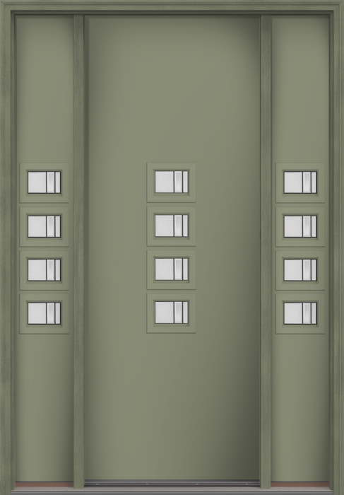 96" Axis Modern Pulse Echo 4-Lite Middle Center Cluster Smooth Fiberglass Single Door, Sidelites