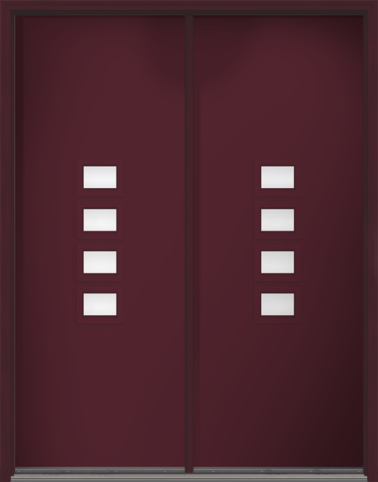 96" Clear Modern Pulse Echo 4-Lite Middle Center Cluster Smooth Fiberglass Double Door