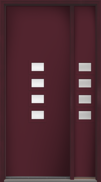 96" Low-E Modern Pulse Echo 4-Lite Middle Center Cluster Smooth Fiberglass Single Door, Sidelite