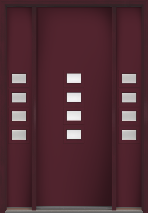 96" Low-E Modern Pulse Echo 4-Lite Middle Center Cluster Smooth Fiberglass Single Door, Sidelites