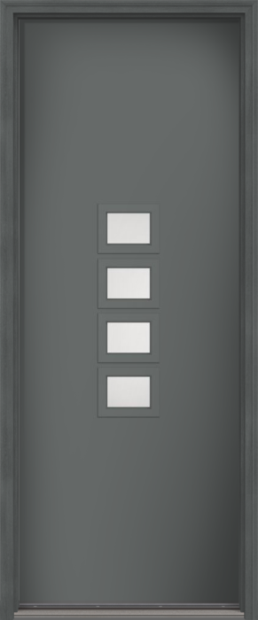 96" Satin Etch Modern Pulse Echo 4-Lite Middle Center Cluster Smooth Fiberglass Single Door