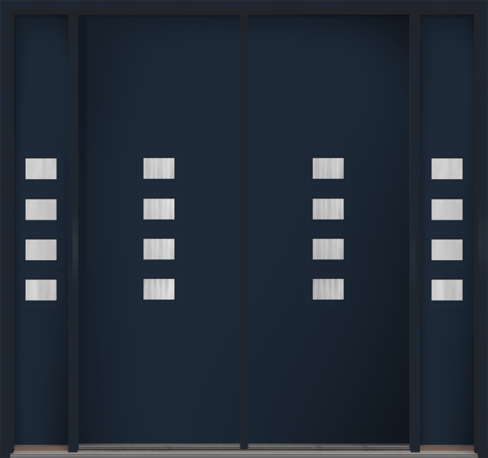 96" Chinchilla Modern Pulse Echo 4-Lite Middle Center Cluster Smooth Fiberglass Double Door, Sidelites