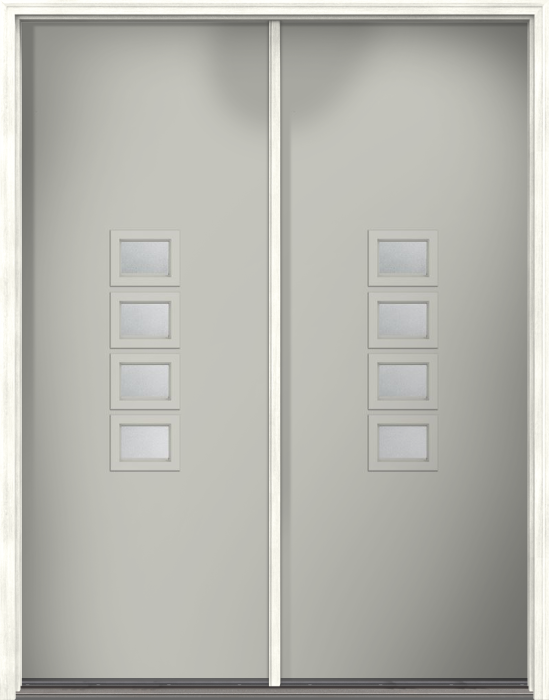 96" Granite Modern Pulse Echo 4-Lite Middle Center Cluster Smooth Fiberglass Double Door