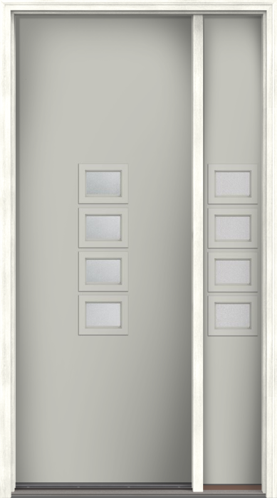 96" Granite Modern Pulse Echo 4-Lite Middle Center Cluster Smooth Fiberglass Single Door, Sidelite