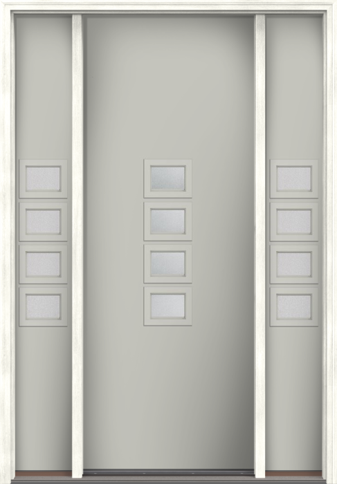 96" Granite Modern Pulse Echo 4-Lite Middle Center Cluster Smooth Fiberglass Single Door, Sidelites