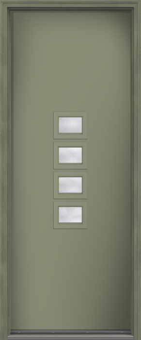 96" Rainglass Modern Pulse Echo 4-Lite Middle Center Cluster Smooth Fiberglass Single Door