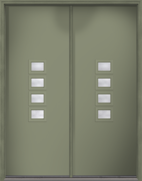 96" Rainglass Modern Pulse Echo 4-Lite Middle Center Cluster Smooth Fiberglass Double Door