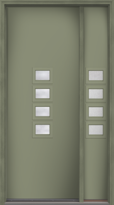 96" Rainglass Modern Pulse Echo 4-Lite Middle Center Cluster Smooth Fiberglass Single Door, Sidelite
