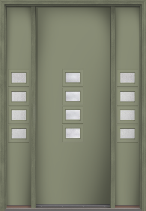 96" Rainglass Modern Pulse Echo 4-Lite Middle Center Cluster Smooth Fiberglass Single Door, Sidelites