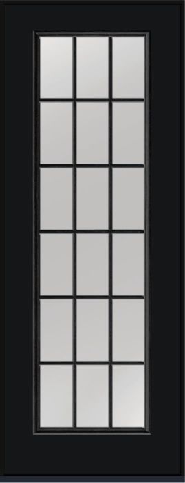 96" Clear Colonial 18 Lite Fixed Grilles Smooth Full Lite Fiberglass Single Door