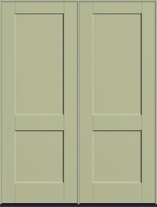 96" 2 Panel Craftsman Square Top Shaker Smooth Fiberglass Double Door