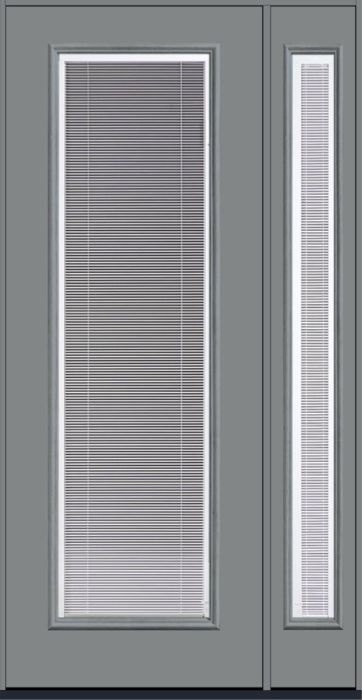 96" Clear Raise/Tilt Smooth Full Lite Fiberglass Single Door, Sidelite