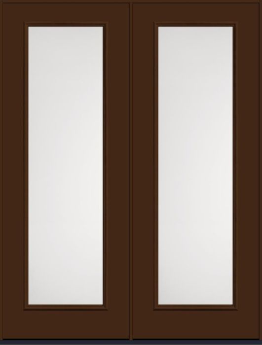 96" Satin Etch Full Lite Smooth Fiberglass Double Door