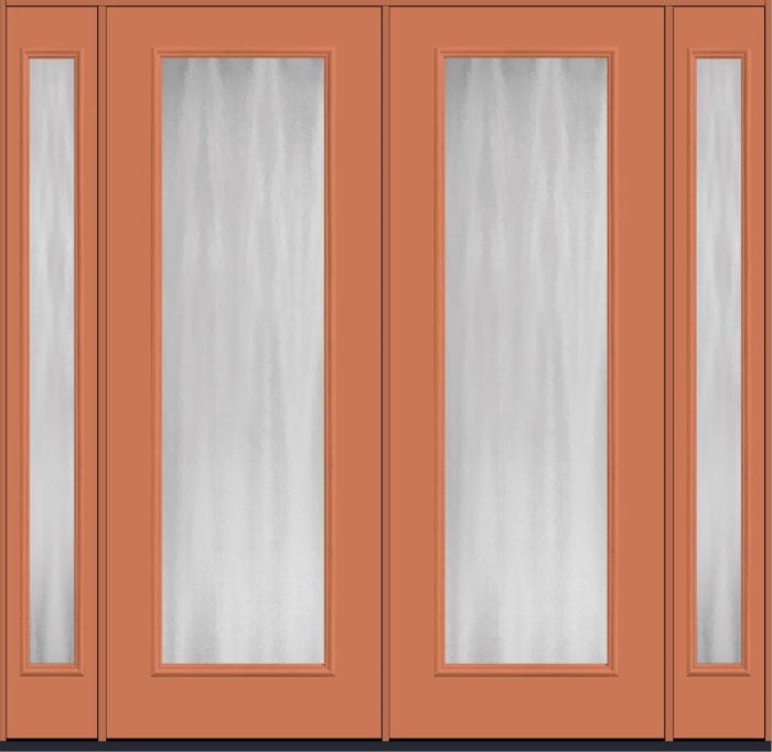 96" Chinchilla Full Lite Smooth Fiberglass Double Door, Sidelites