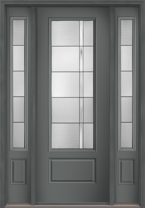 96" Axis 3/4 Lite 1 Panel Smooth Fiberglass Single Door, Sidelites