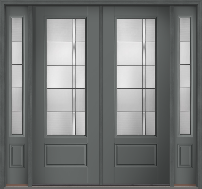 96" Axis 3/4 Lite 1 Panel Smooth Fiberglass Double Door, Sidelites