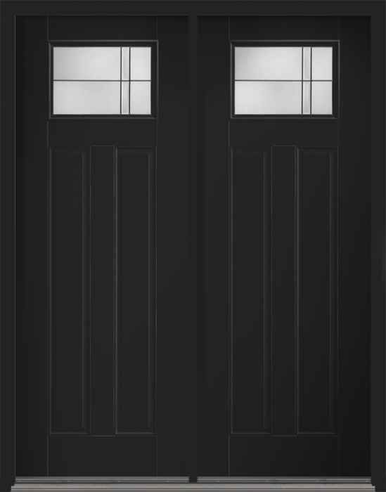 96" Axis Craftsman Top View 2 Panel Smooth Fiberglass Double Door