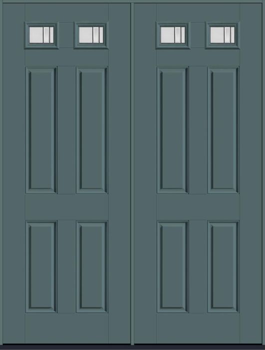 96" Axis Top View 2 Lite 4 Panel Smooth Fiberglass Double Door