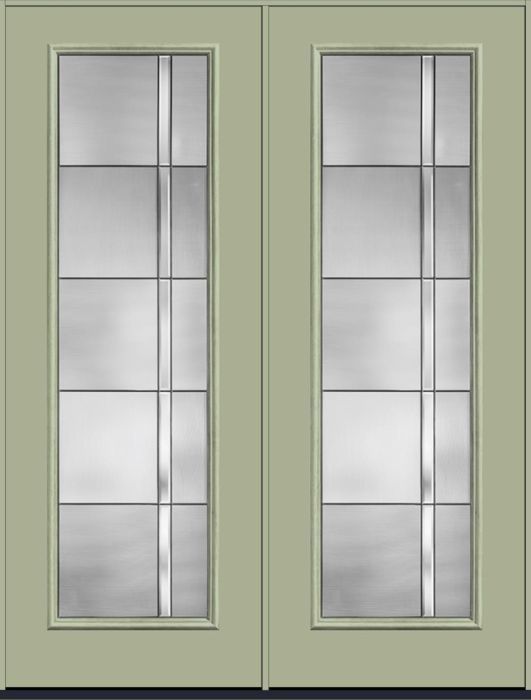 96" Axis Contemporary Modern Full Lite Smooth Fiberglass Double Door