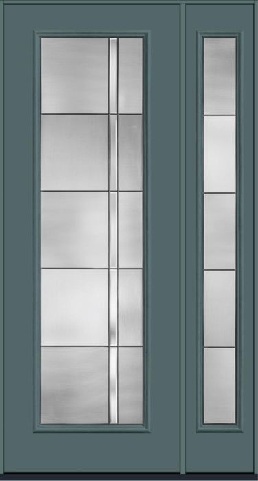 96" Axis Contemporary Modern Full Lite Smooth Fiberglass Single Door, Sidelite