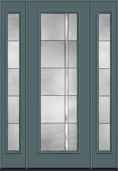 96" Axis Contemporary Modern Full Lite Smooth Fiberglass Single Door, Sidelites