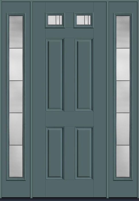 96" Axis Top View 2 Lite 4 Panel Smooth Fiberglass Single Door, Full Sidelites