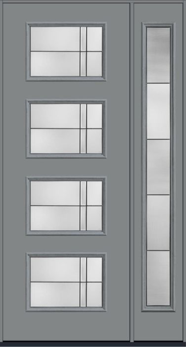 96" Axis Modern Pulse Ari 4-Lite Smooth Fiberglass Single Door, Full Sidelite