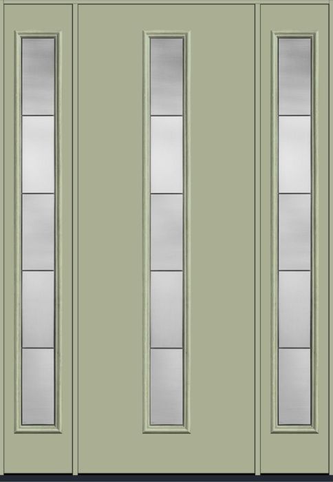 96" Axis Modern Pulse Linea Centered Smooth Fiberglass Single Door, Sidelites