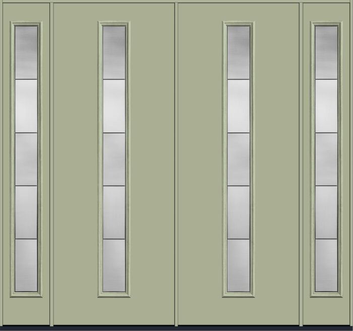 96" Axis Modern Pulse Linea Centered Smooth Fiberglass Double Door, Sidelites