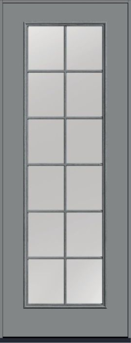 96" Clear Colonial 12 Lite Fixed Grilles Smooth Full Lite Fiberglass Single Door
