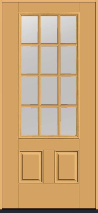 80" Clear Colonial 12 Lite SDL Smooth 3/4 Lite 2 Panel Fiberglass Single Door