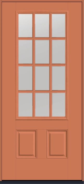 80" Low-E Colonial 12 Lite SDL Smooth 3/4 Lite 2 Panel Fiberglass Single Door