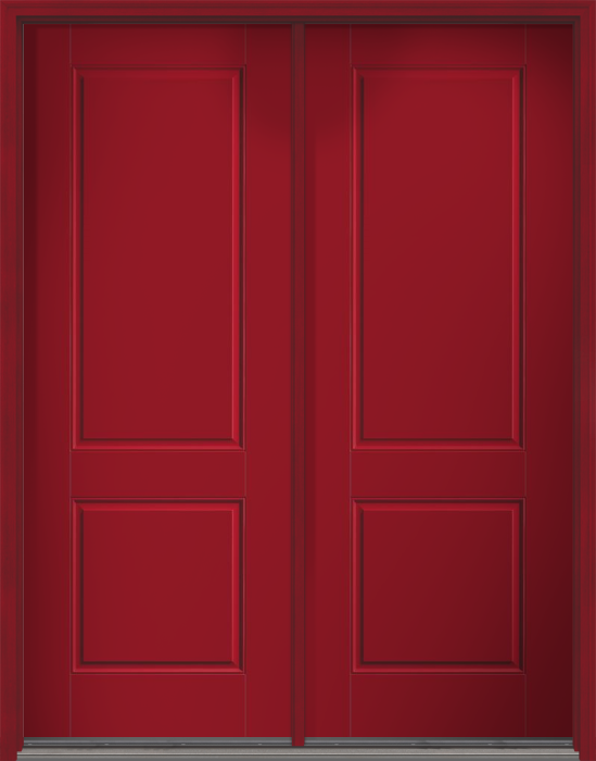 96" 2 Panel Square Top Smooth Fiberglass Double Door