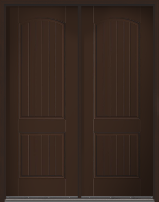 96" 2 Panel Plank Soft Arch Smooth Fiberglass Double Door