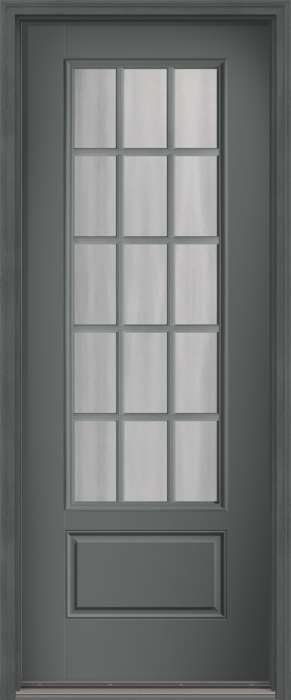 96" Chinchilla Colonial 15 Lite SDL Smooth 3/4 Lite 1 Panel Fiberglass Single Door