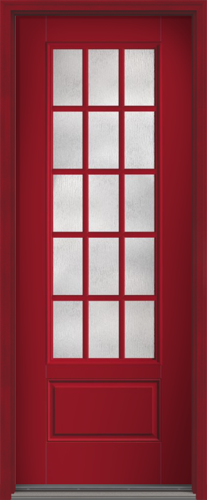 96" Rainglass Colonial 15 Lite SDL Smooth 3/4 Lite 1 Panel Fiberglass Single Door