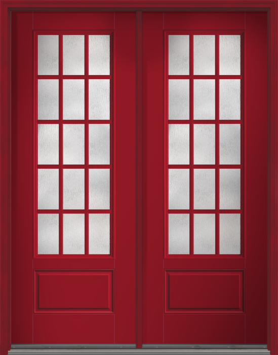 96" Rainglass Colonial 15 Lite SDL Smooth 3/4 Lite 1 Panel Fiberglass Double Door