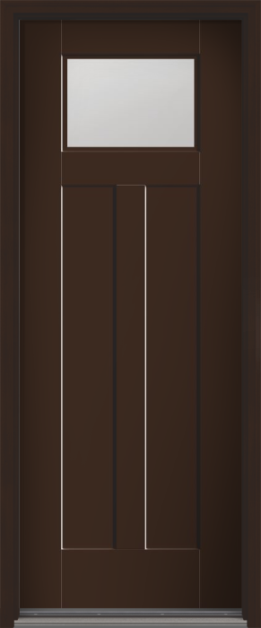 96" Low-E Craftsman Top View 2 Panel Shaker Smooth Fiberglass Single Door