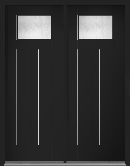 96" Chord Craftsman Top View 2 Panel Shaker Smooth Fiberglass Double Door