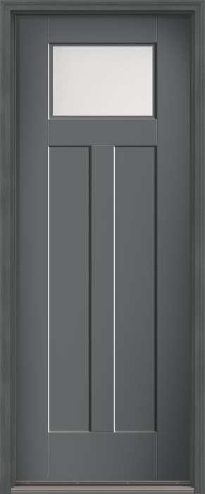 96" Satin Etch Craftsman Top View 2 Panel Shaker Smooth Fiberglass Single Door