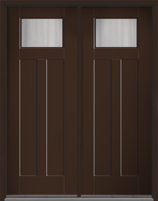 96" Chinchilla Craftsman Lite 2 Panel Shaker Smooth Fiberglass Double Door