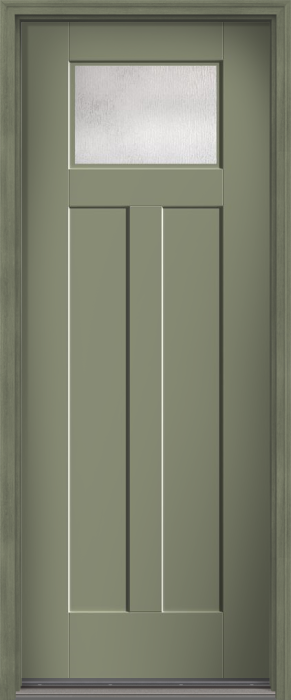 96" Rainglass Craftsman Top View 2 Panel Shaker Smooth Fiberglass Single Door