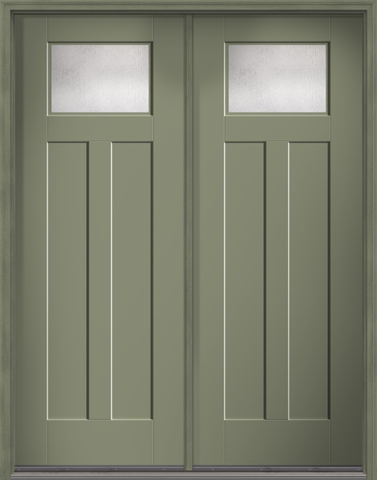 96" Rainglass Craftsman Top View 2 Panel Shaker Smooth Fiberglass Double Door