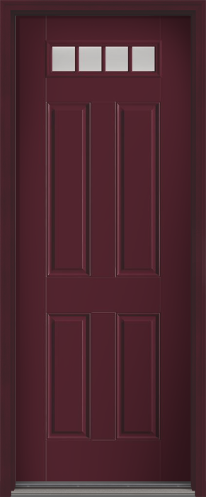 96" Clear 4 Lite 4 Panel Fixed Grilles Smooth Fiberglass Single Door