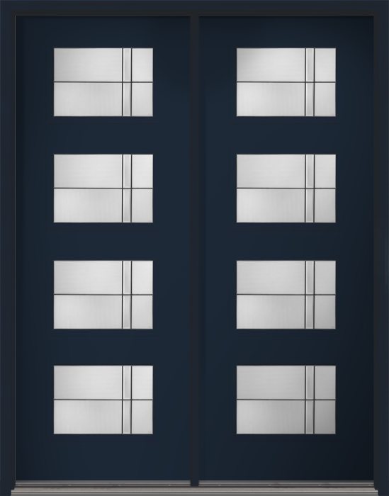 96" Axis Modern Pulse Ari 4-Lite Smooth Fiberglass Double Door